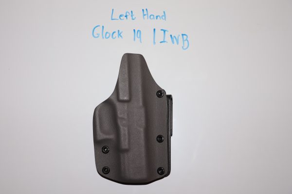 Right Hand Glock 19 IWB Kydex Holster Experience superior concealed carry with our Right Hand Glock 19 IWB Kydex Holster. Custom-molded for a perfect fit, it features a double retention system for maximum security and a versatile belt clip for easy attachment. Made from durable Kydex, it offers excellent protection and a smooth draw. Available in Black or Khaki, and backed by a lifetime guarantee, this holster combines comfort, reliability, and discreet carry.